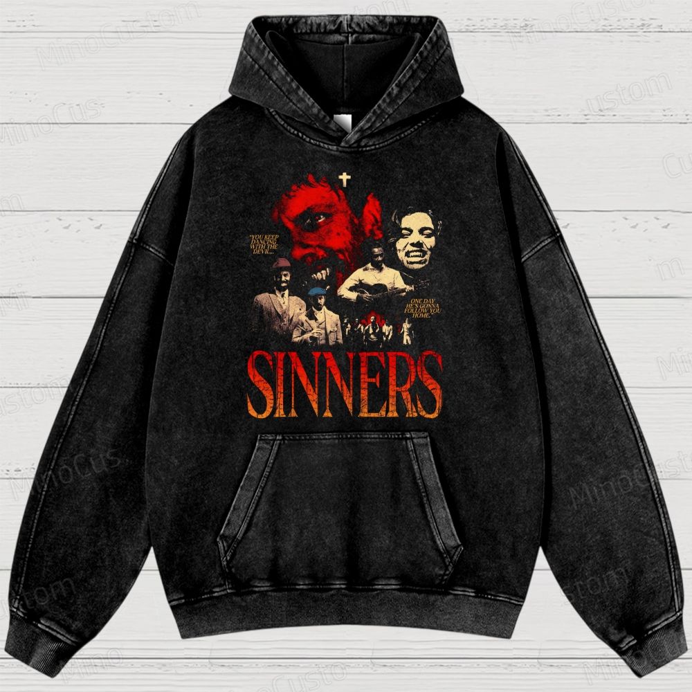 Sinners Movie Washed Hoodies