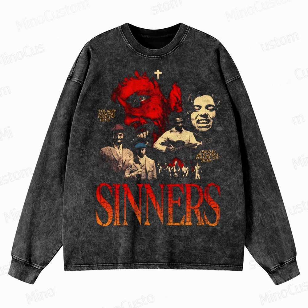 Sinners Movie Crewneck Washed Sweatshirt 