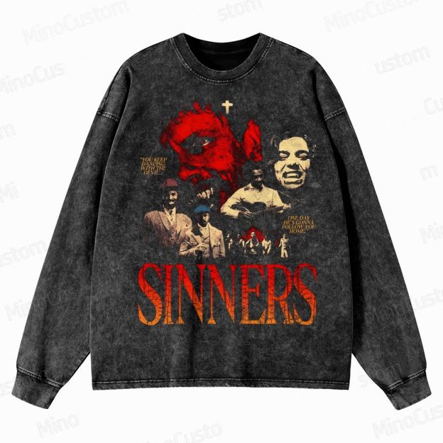 Sinners Movie Crewneck Washed Sweatshirt 