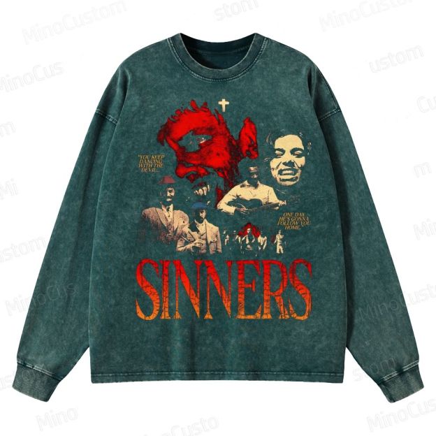 Sinners Movie Crewneck Washed Sweatshirt 