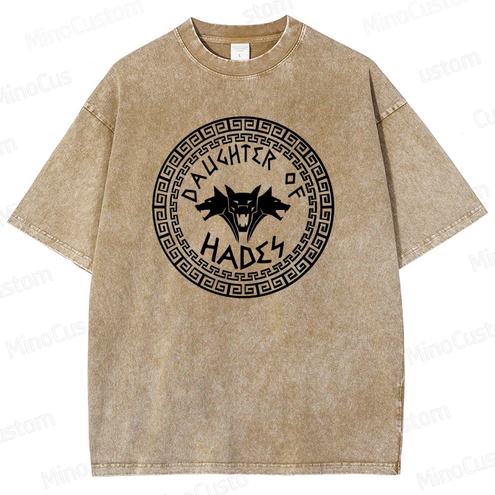 Percy Jackson Daughter of Hades Cerberus Graphic Washed Vintage T - Shirt