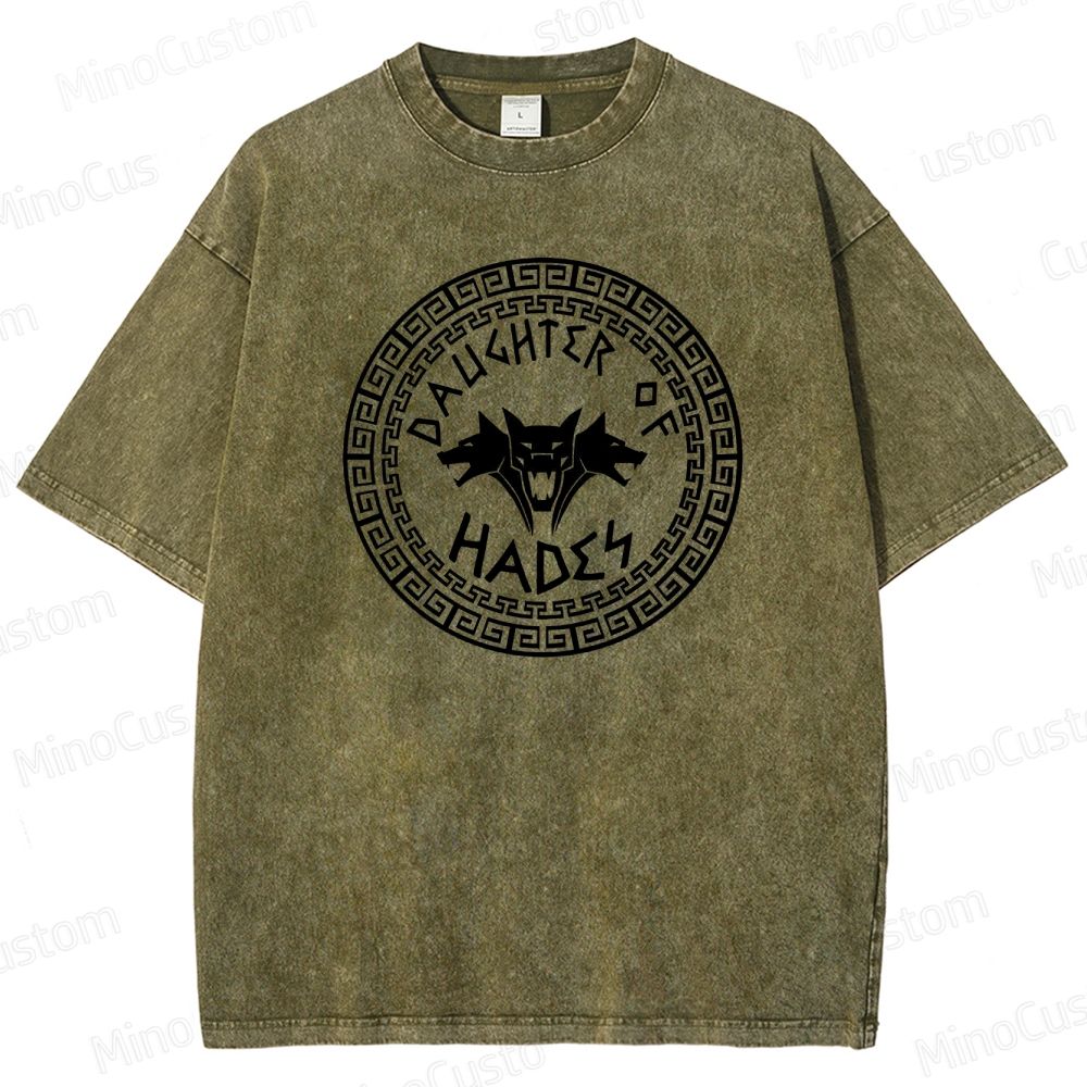 Percy Jackson Daughter of Hades Cerberus Graphic Washed Vintage T - Shirt