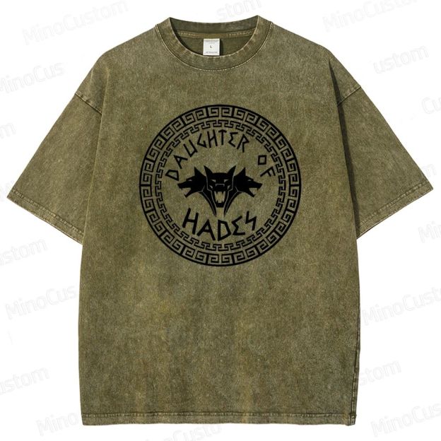 Percy Jackson Daughter of Hades Cerberus Graphic Washed Vintage T - Shirt