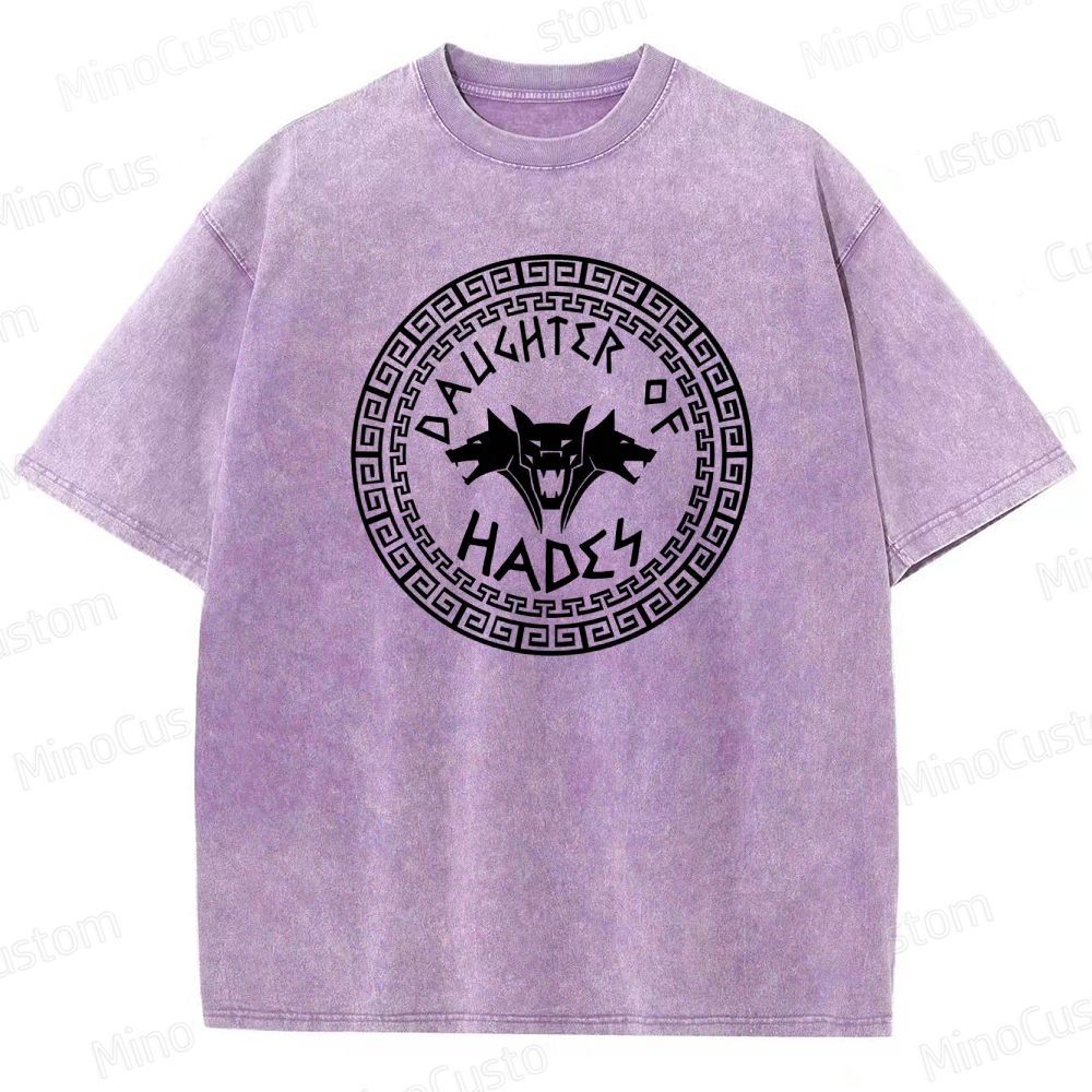 Percy Jackson Daughter of Hades Cerberus Graphic Washed Vintage T - Shirt