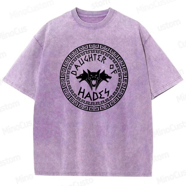 Percy Jackson Daughter of Hades Cerberus Graphic Washed Vintage T - Shirt