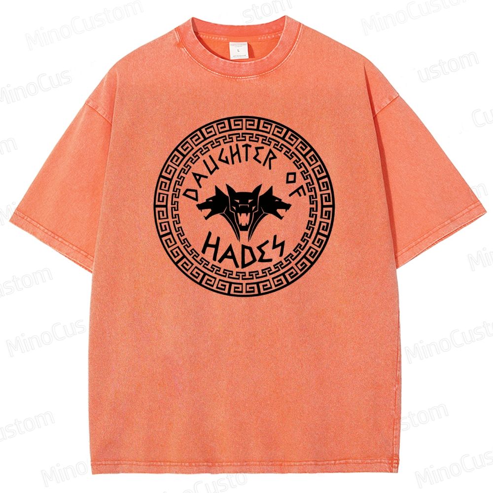 Percy Jackson Daughter of Hades Cerberus Graphic Washed Vintage T - Shirt