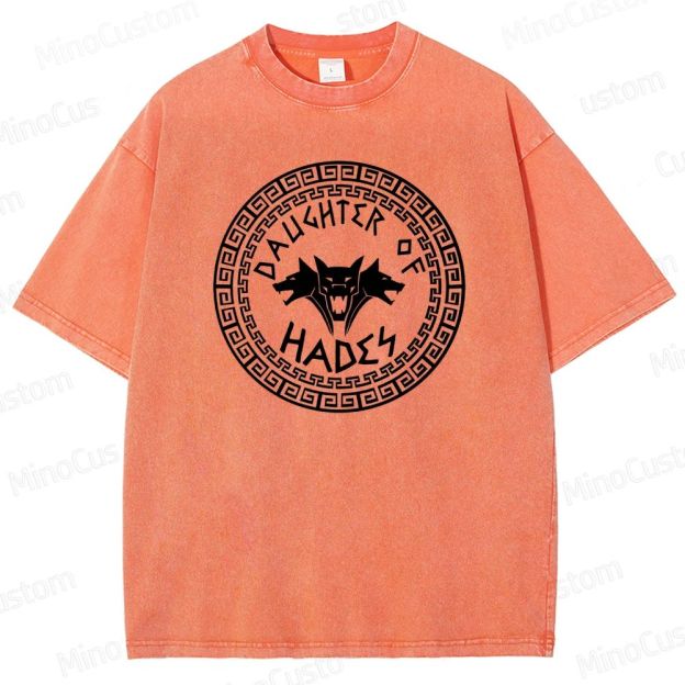 Percy Jackson Daughter of Hades Cerberus Graphic Washed Vintage T - Shirt