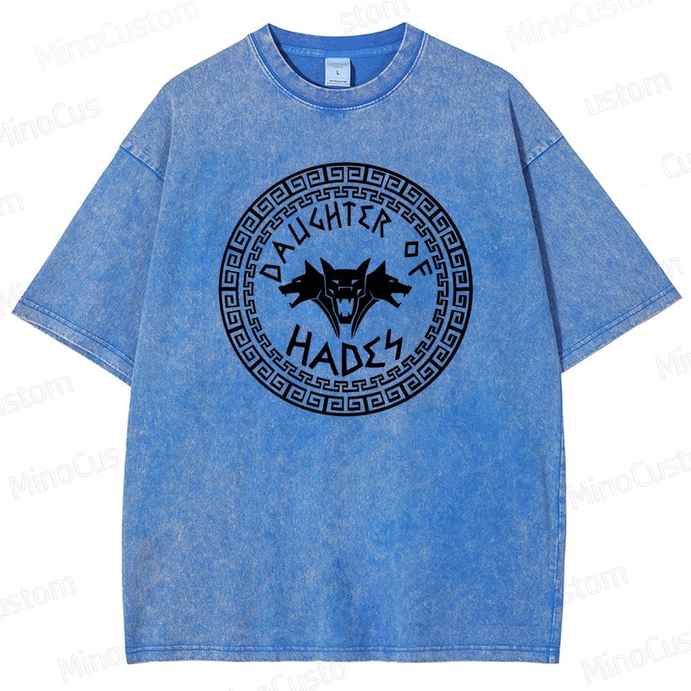 Percy Jackson Daughter of Hades Cerberus Graphic Washed Vintage T - Shirt
