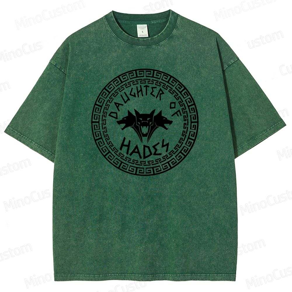 Percy Jackson Daughter of Hades Cerberus Graphic Washed Vintage T - Shirt