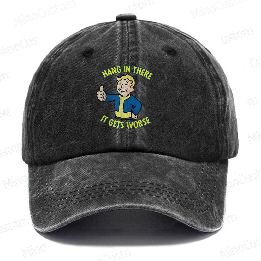Hang in There lt Gets Worse  Casual Washed Cap 