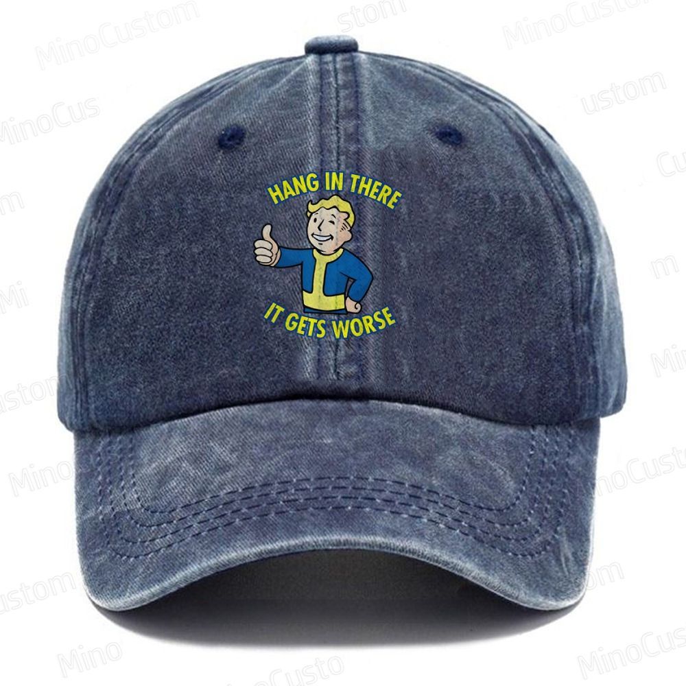 Hang in There lt Gets Worse  Casual Washed Cap 
