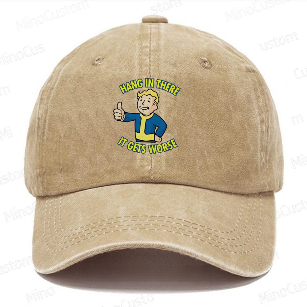 Hang in There lt Gets Worse  Casual Washed Cap 