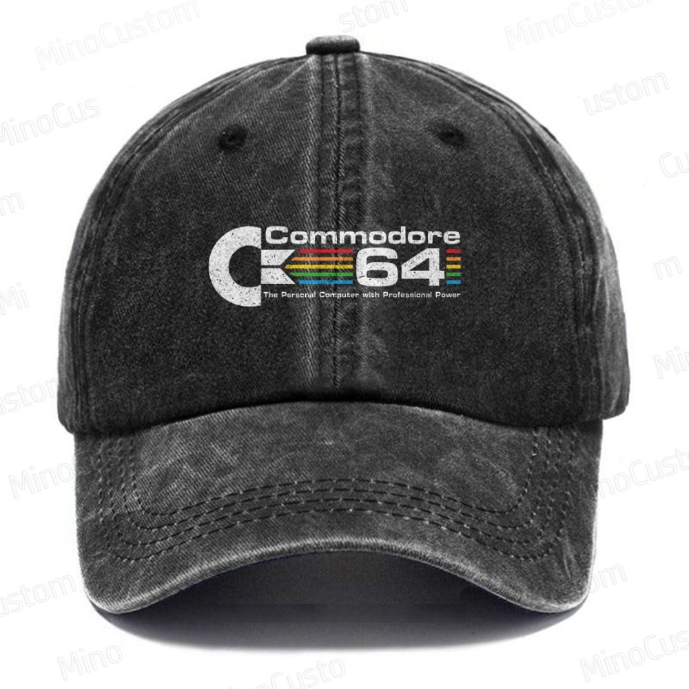 Vintage Computer Emblem with Rainbow Casual Washed Cap