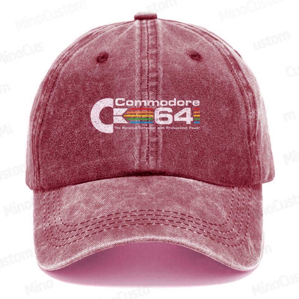 Vintage Computer Emblem with Rainbow Casual Washed Cap