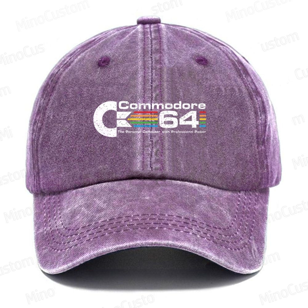 Vintage Computer Emblem with Rainbow Casual Washed Cap