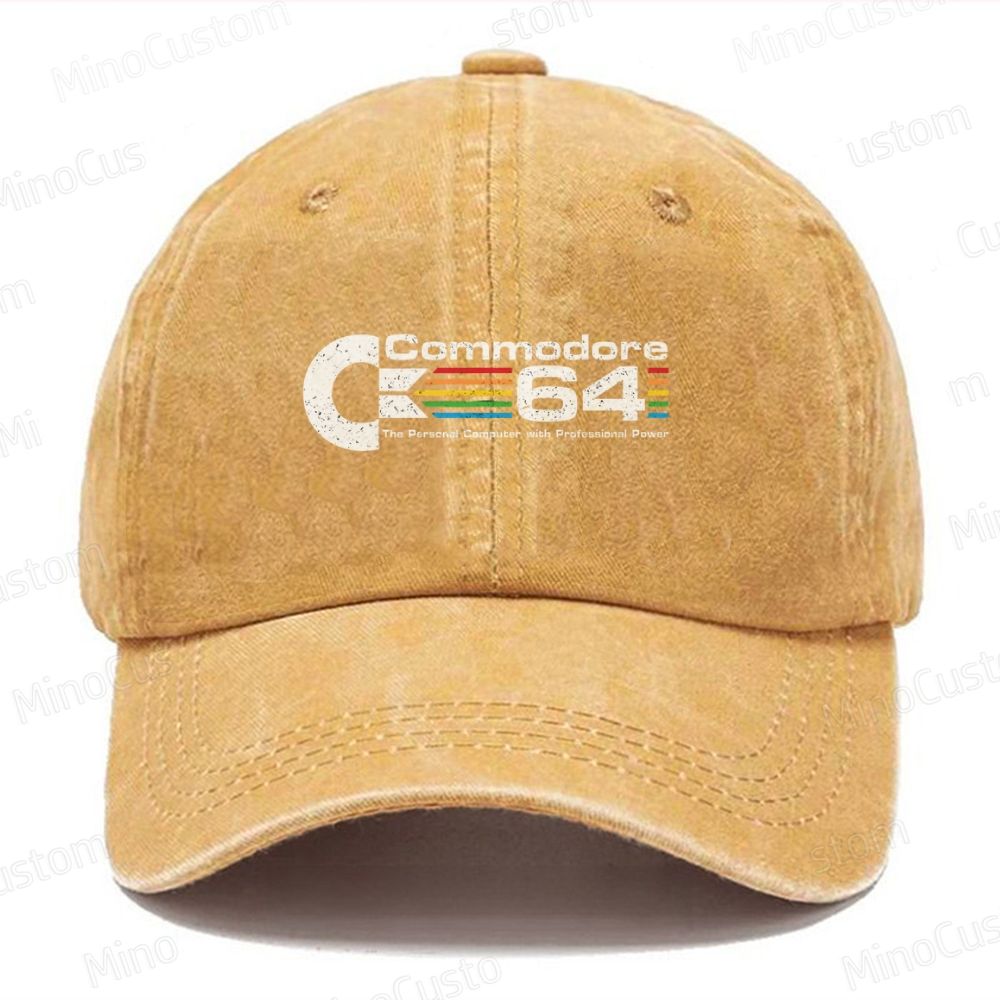 Vintage Computer Emblem with Rainbow Casual Washed Cap