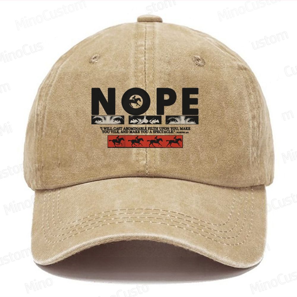 Nope Movie Retro Graphic  Casual Washed Cap