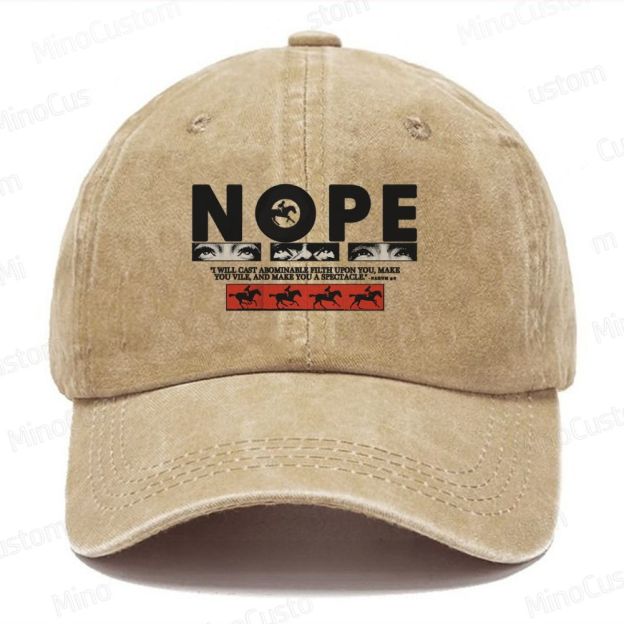 Nope Movie Retro Graphic  Casual Washed Cap