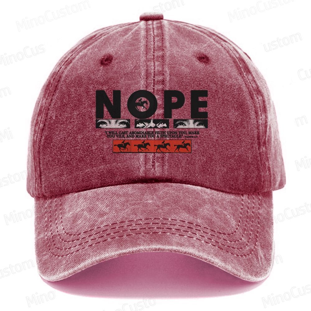 Nope Movie Retro Graphic  Casual Washed Cap