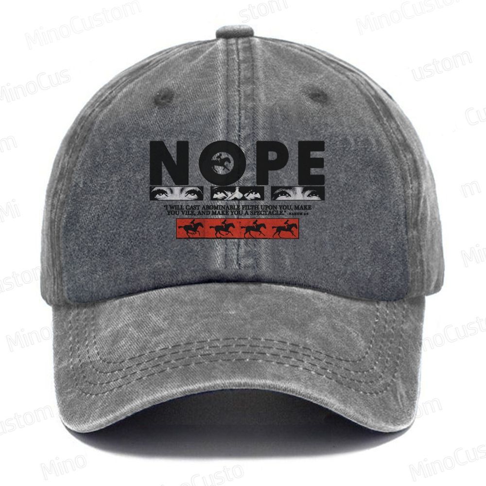 Nope Movie Retro Graphic  Casual Washed Cap