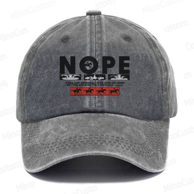 Nope Movie Retro Graphic  Casual Washed Cap