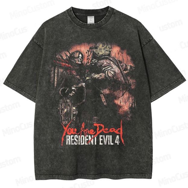 Vintage Washed Resident Evil 4 Dr. Salvador Chainsaw Washed T-Shirt 