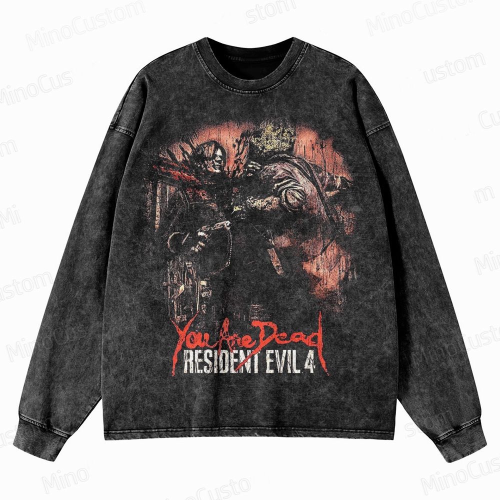 Vintage Washed Resident Evil 4 Dr. Salvador Chainsaw Crewneck Washed Sweatshirt