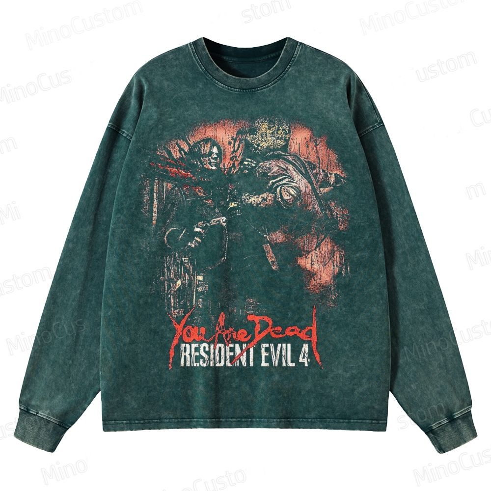 Vintage Washed Resident Evil 4 Dr. Salvador Chainsaw Crewneck Washed Sweatshirt