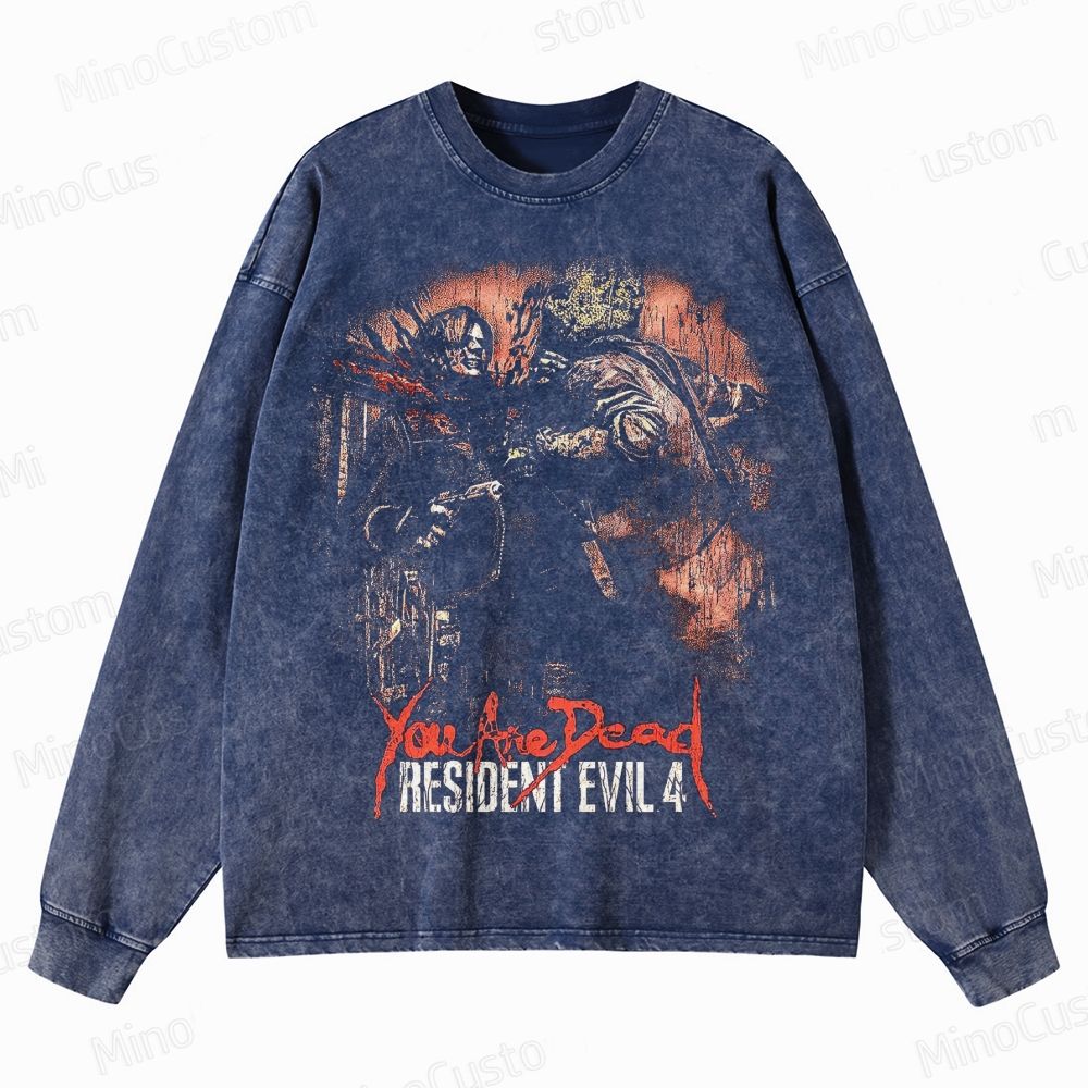 Vintage Washed Resident Evil 4 Dr. Salvador Chainsaw Crewneck Washed Sweatshirt