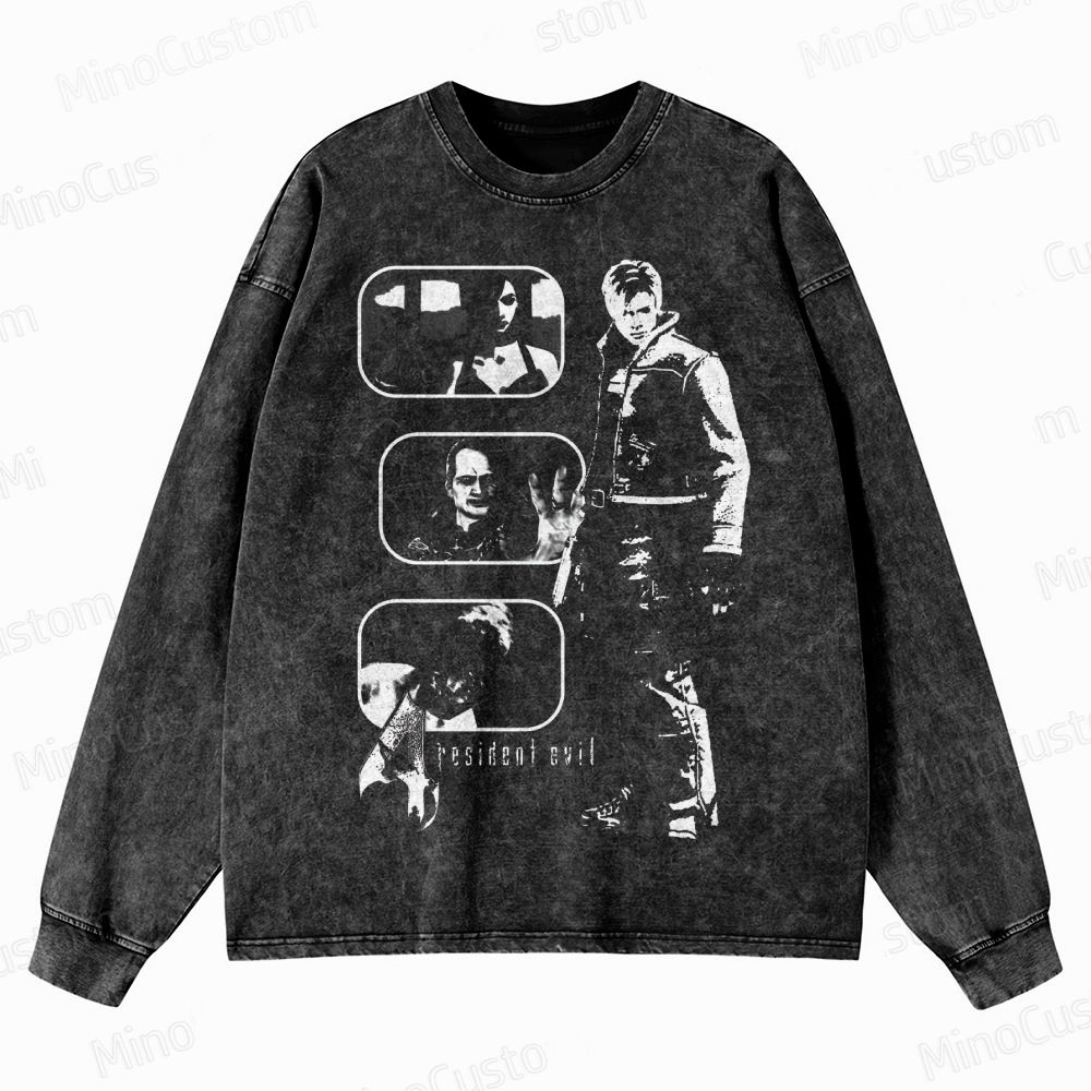 Resident Evil Character Crewneck Washed Sweatshirt 