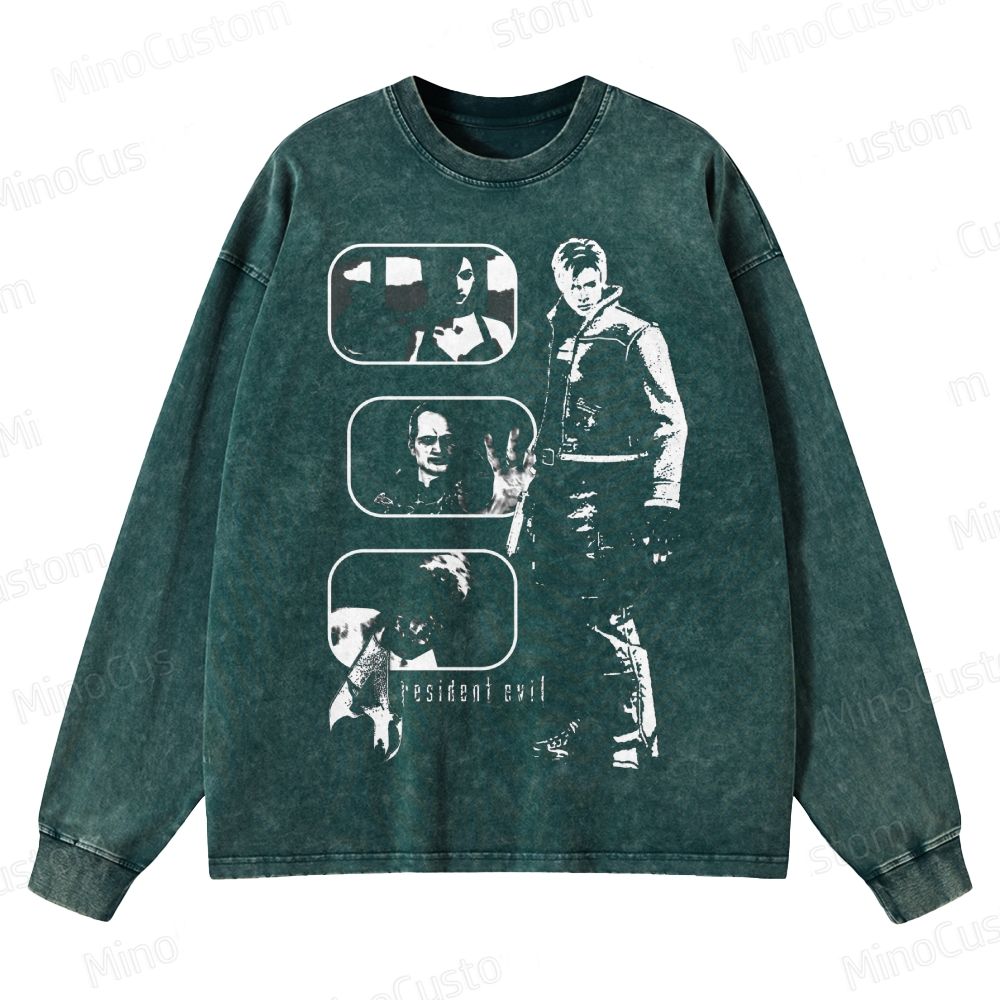 Resident Evil Character Crewneck Washed Sweatshirt 