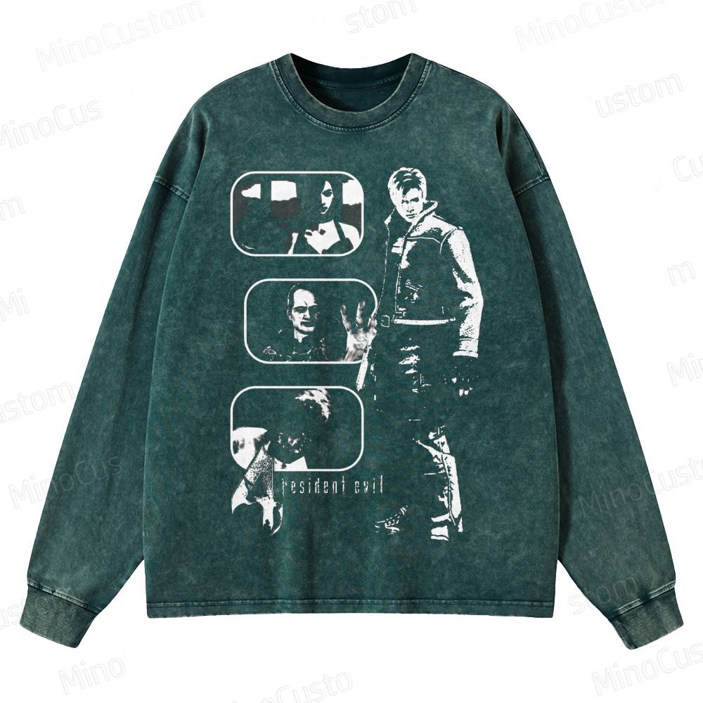 Resident Evil Character Crewneck Washed Sweatshirt 