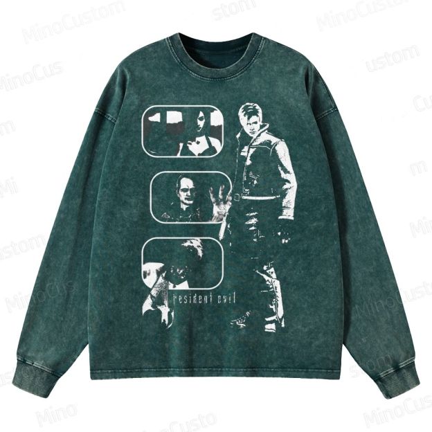 Resident Evil Character Crewneck Washed Sweatshirt 