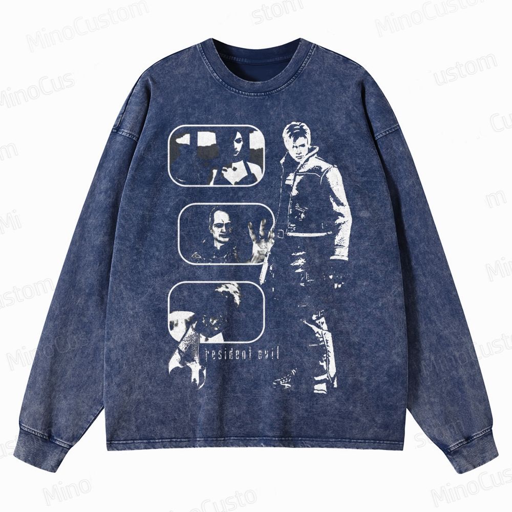Resident Evil Character Crewneck Washed Sweatshirt 
