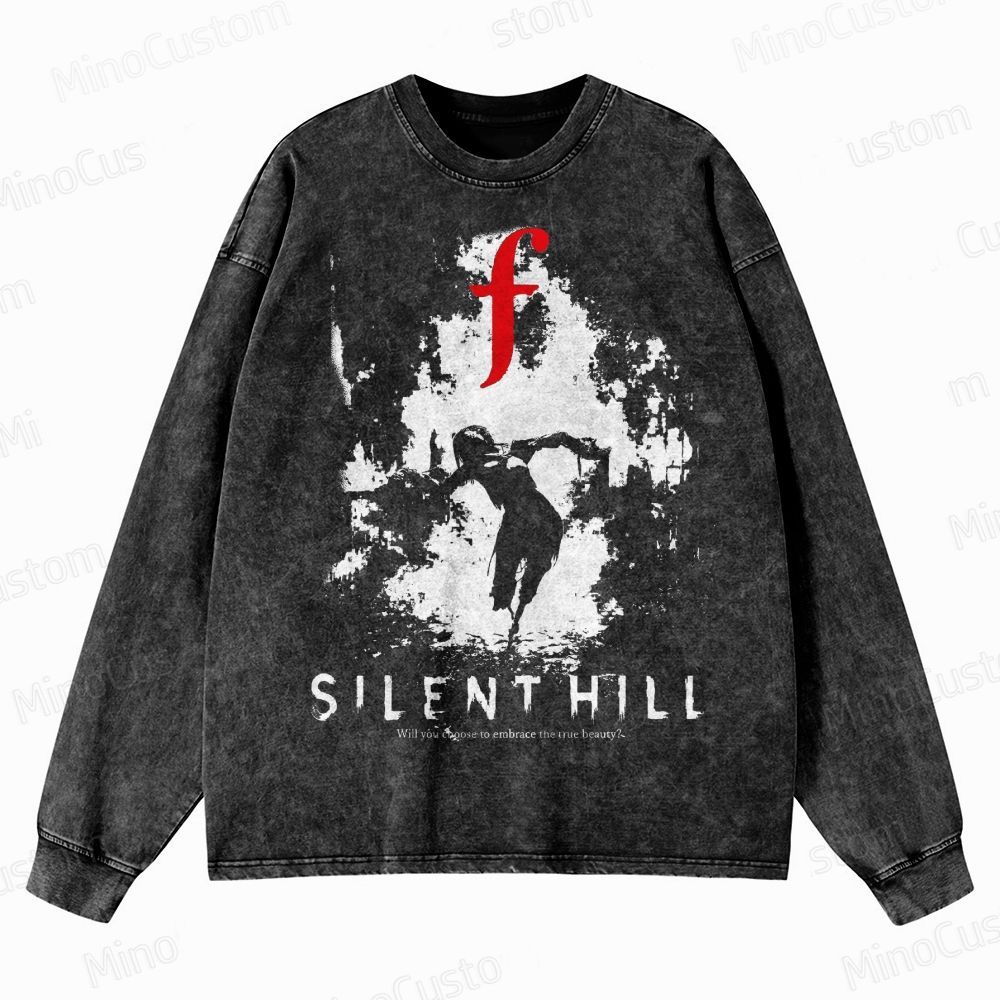 Bleached Art Silent Hill f Crewneck Washed Sweatshirt