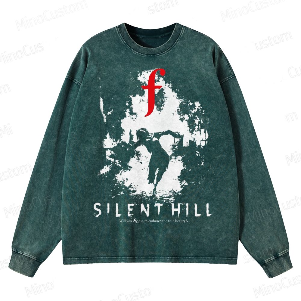 Bleached Art Silent Hill f Crewneck Washed Sweatshirt