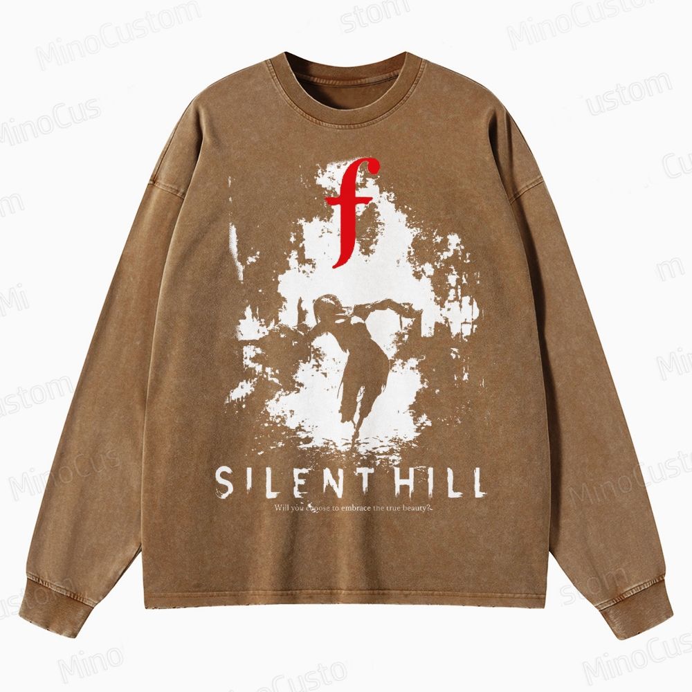 Bleached Art Silent Hill f Crewneck Washed Sweatshirt