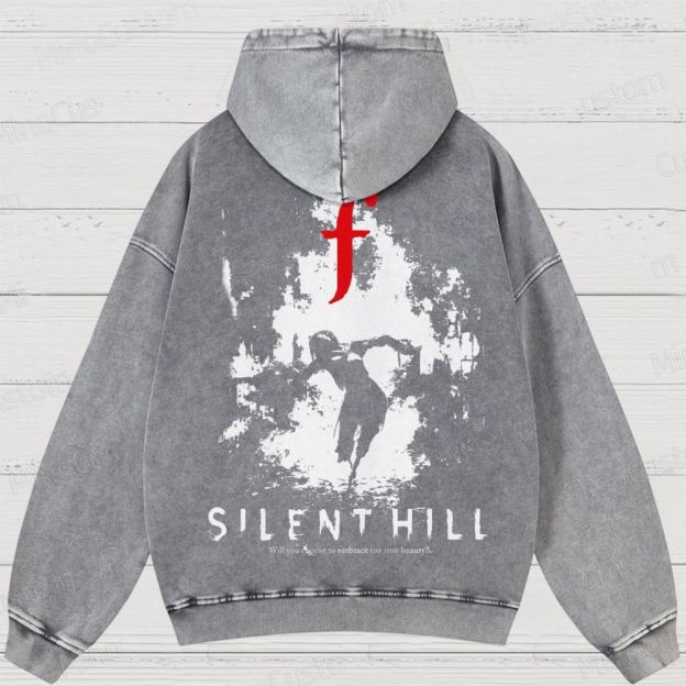 Bleached Art Silent Hill f Washed Hoodies 
