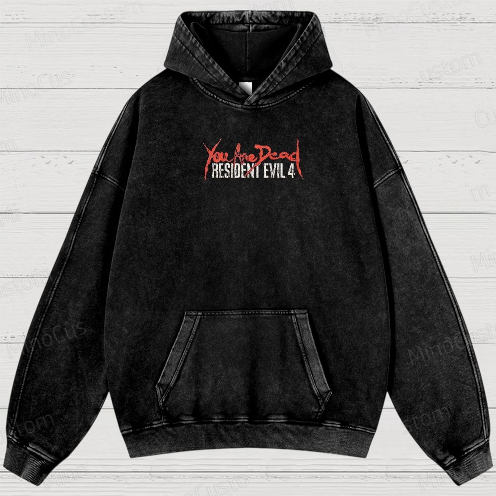 Vintage Washed Resident Evil 4 Dr. Salvador Chainsaw Washed Hoodies 