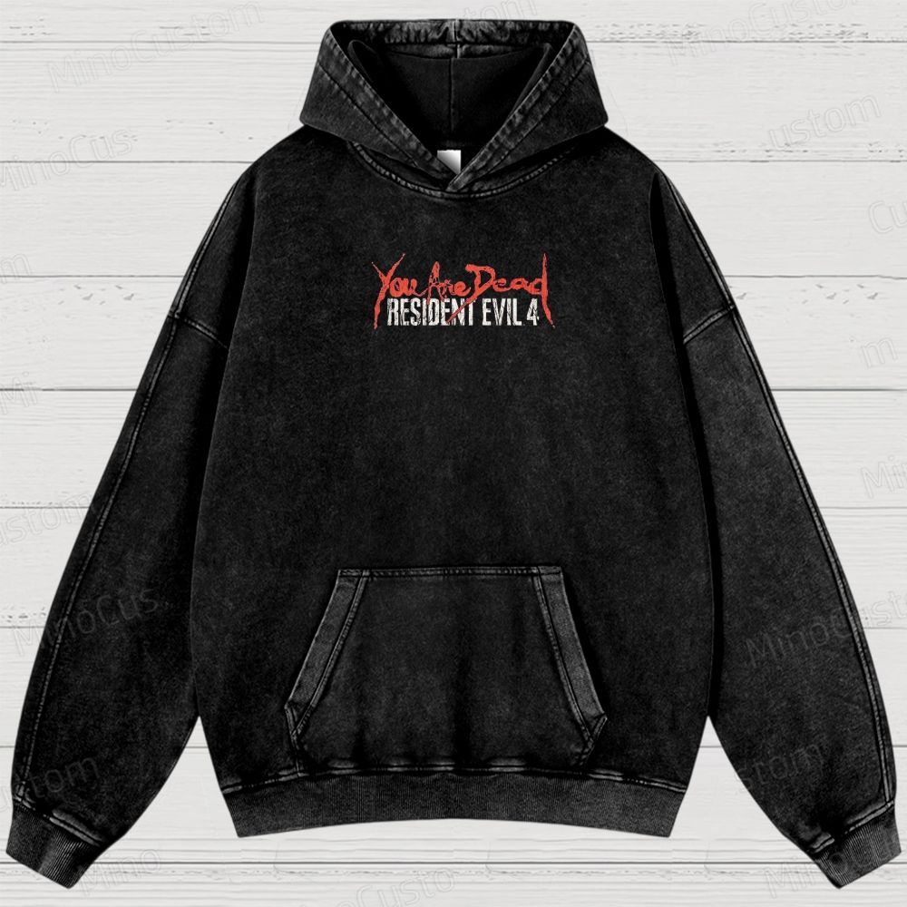 Vintage Washed Resident Evil 4 Dr. Salvador Chainsaw Washed Hoodies 