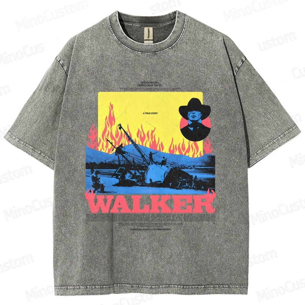 Walker Scene Collage & Title Graphic Washed Vintage T - Shirt