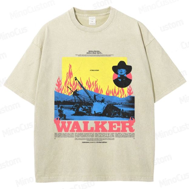 Walker Scene Collage & Title Graphic Washed Vintage T - Shirt