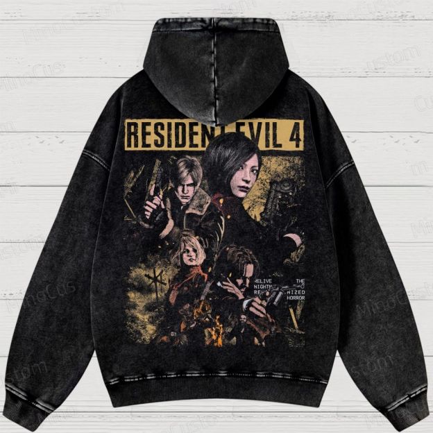 Leon, Ada & Ashley Horror Game Washed Hoodies 