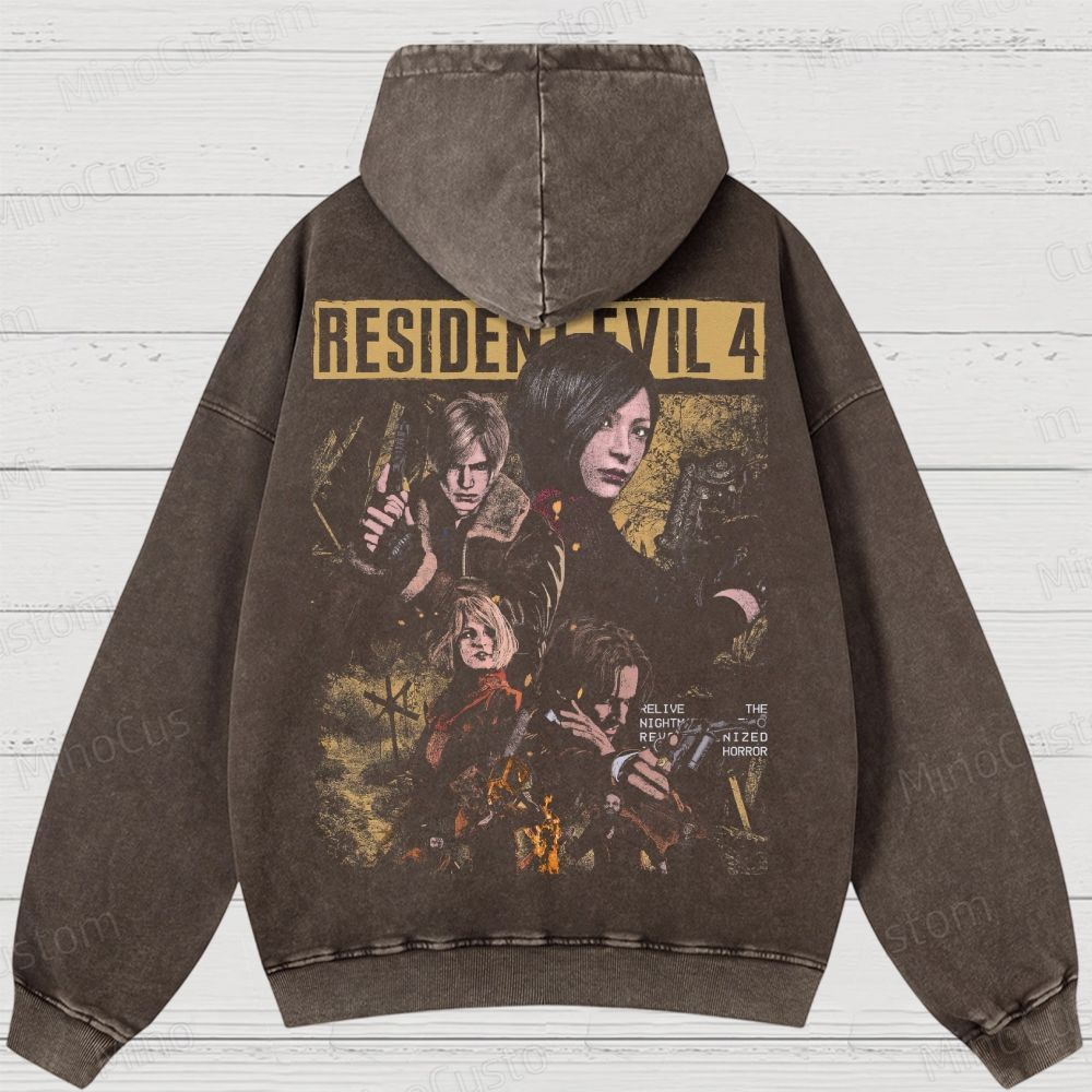 Leon, Ada & Ashley Horror Game Washed Hoodies 