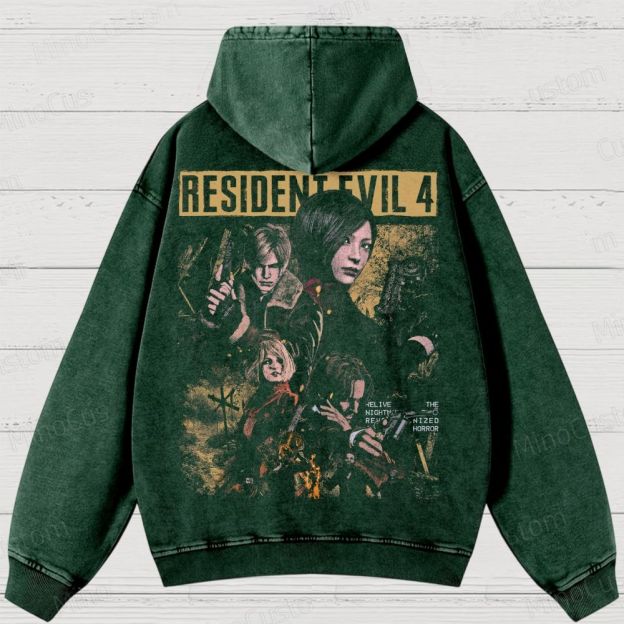 Leon, Ada & Ashley Horror Game Washed Hoodies 