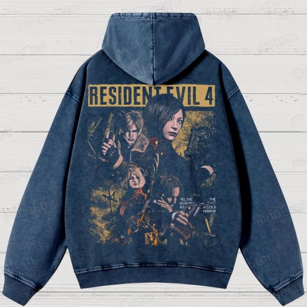 Leon, Ada & Ashley Horror Game Washed Hoodies 