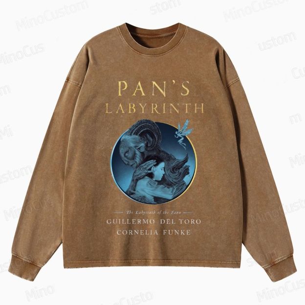 Pan’s Labyrinth Faun & Character Graphic Washed Vintage Long - Sleeve T - Shirt