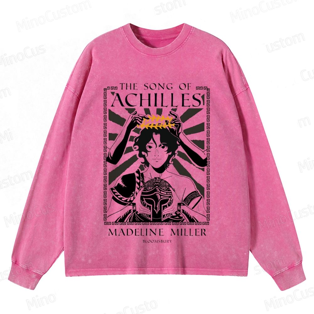 The Song of Achilles Literary Graphic Washed Vintage Long - Sleeve T - Shirt