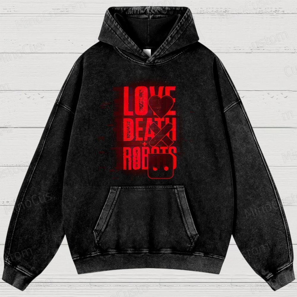 Love, Death + Robots Logo Graphic Washed Vintage Hoodie