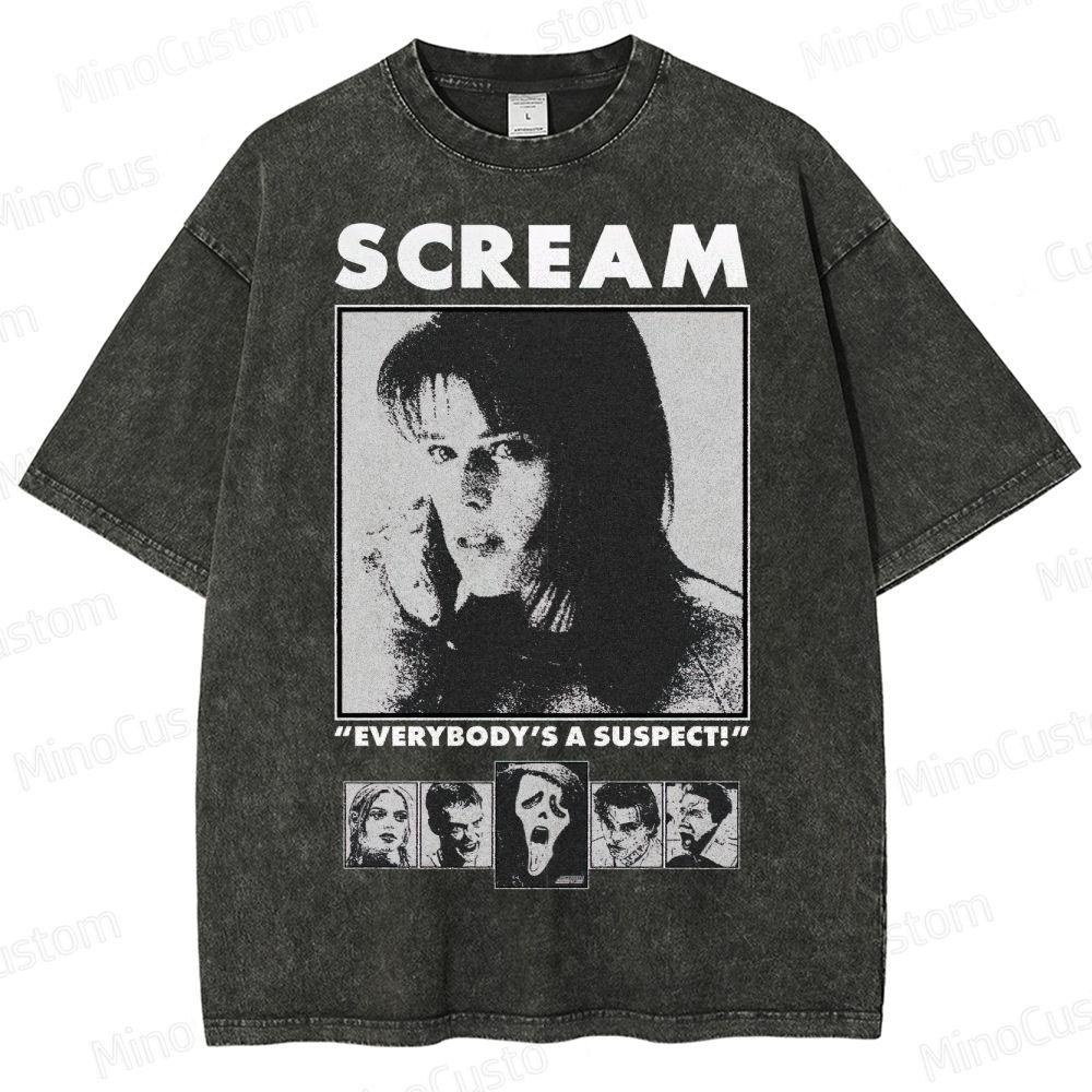 “Everybody’s a Suspect” Horror Washed T-Shirt 